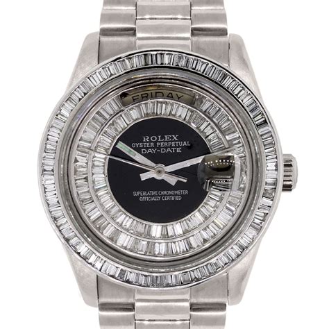 rolex day-date white gold with diamonds price|rolex diamond bezel price.